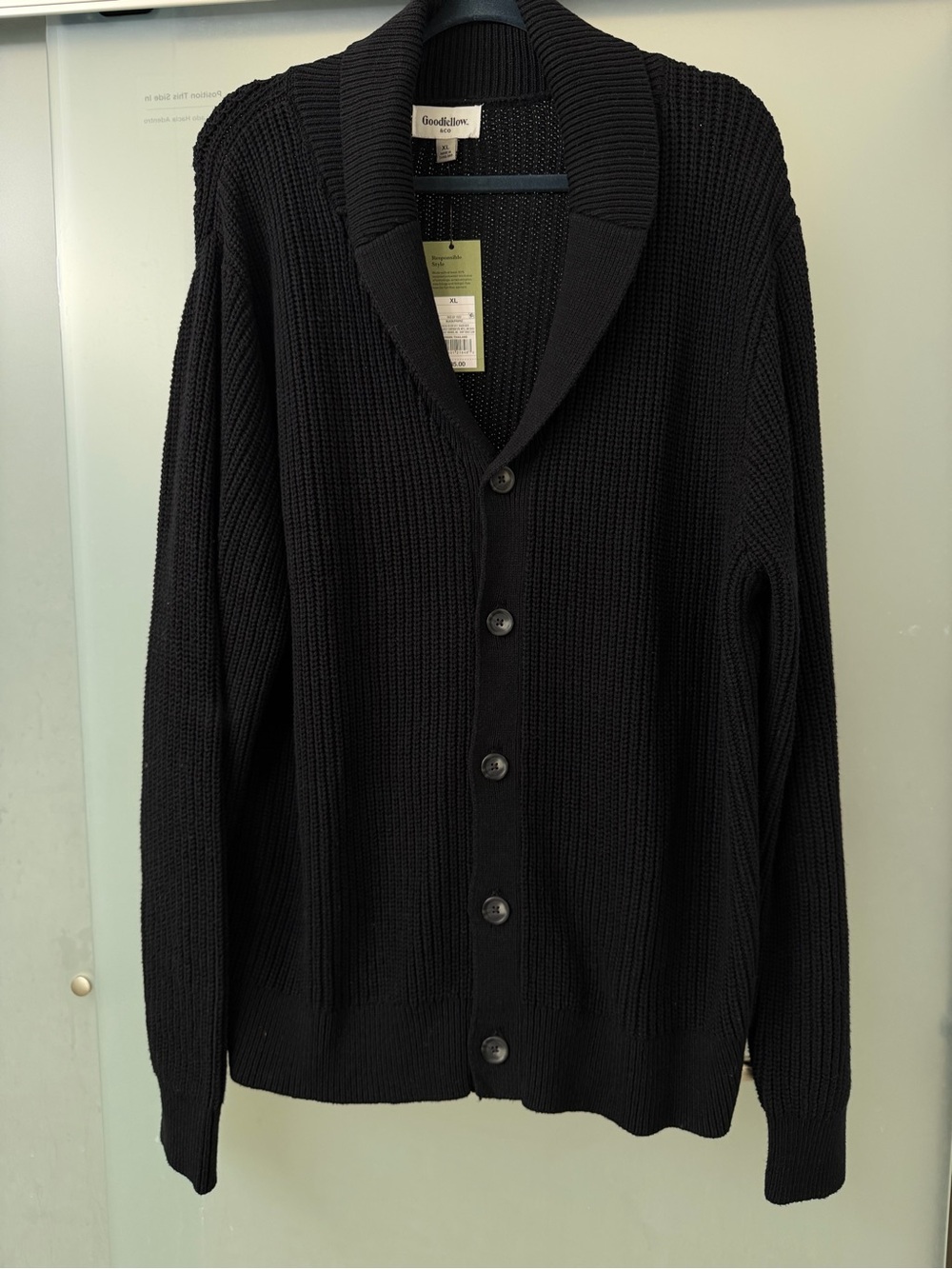 Goodfellow & Co Black Shawl-Collar Ribbed Cardigan